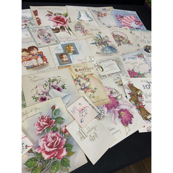 Midcentury Vintage 40s/50 Wedding 25 Cards Signed Paper Ephemera Scrapbook Annev - Picture 5 of 14